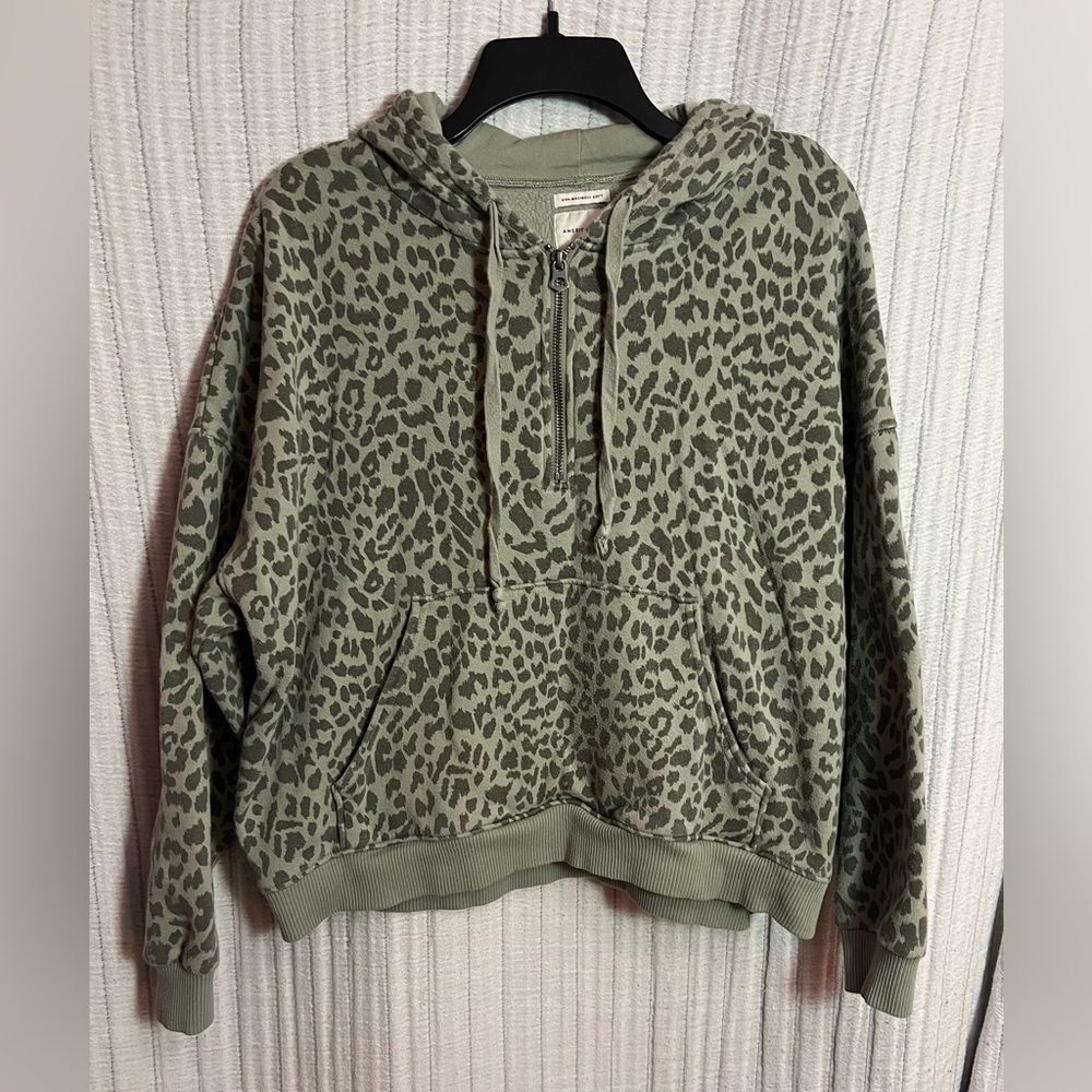 American Eagle Outfitters Soft Green Animal Print Hoodie